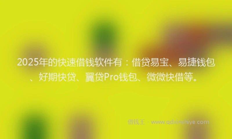 2025年的快速借钱软件有：借贷易宝、易捷钱包、好期快贷、翼贷Pro钱包、微微快借等。
