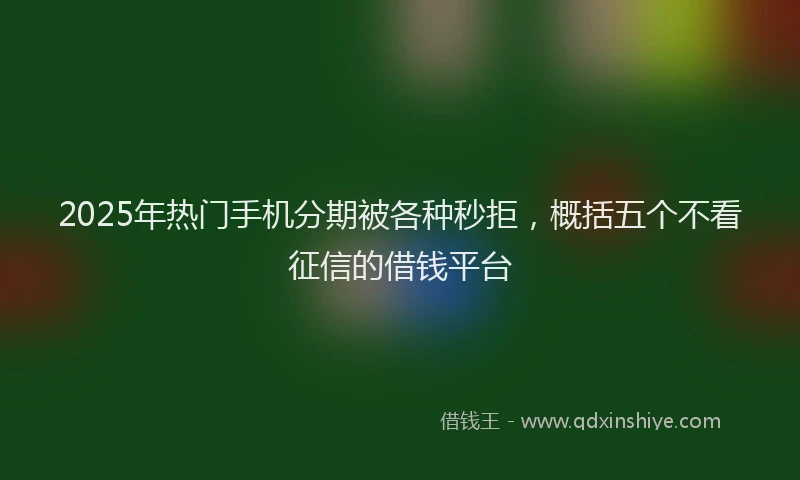 2025年热门手机分期被各种秒拒，概括五个不看征信的借钱平台