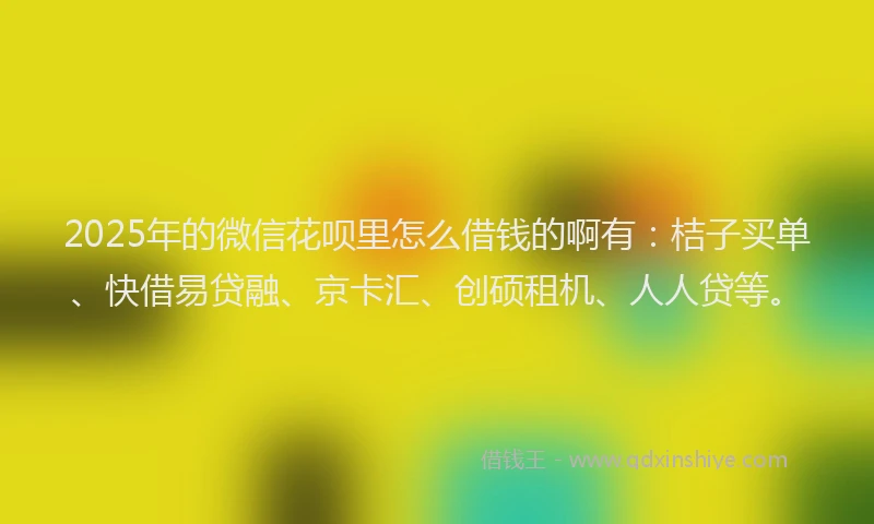2025年的微信花呗里怎么借钱的啊有：桔子买单、快借易贷融、京卡汇、创硕租机、人人贷等。