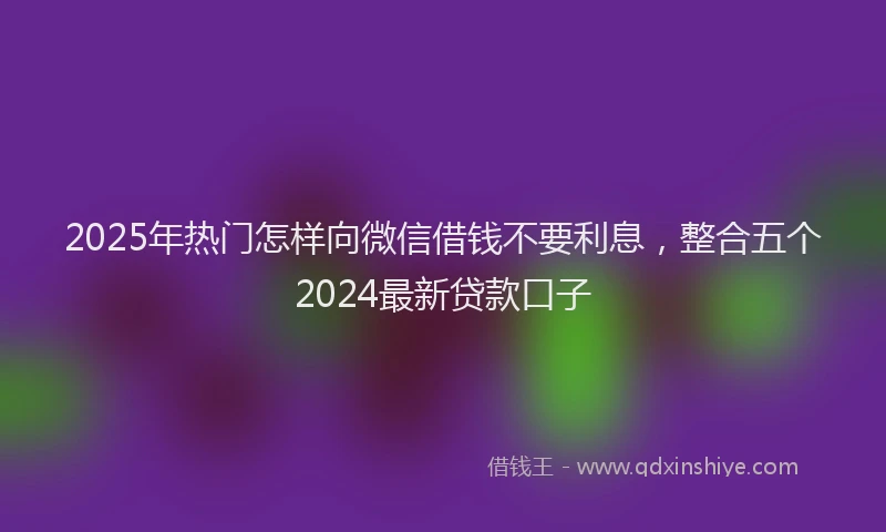 2025年热门怎样向微信借钱不要利息，整合五个2024最新贷款口子