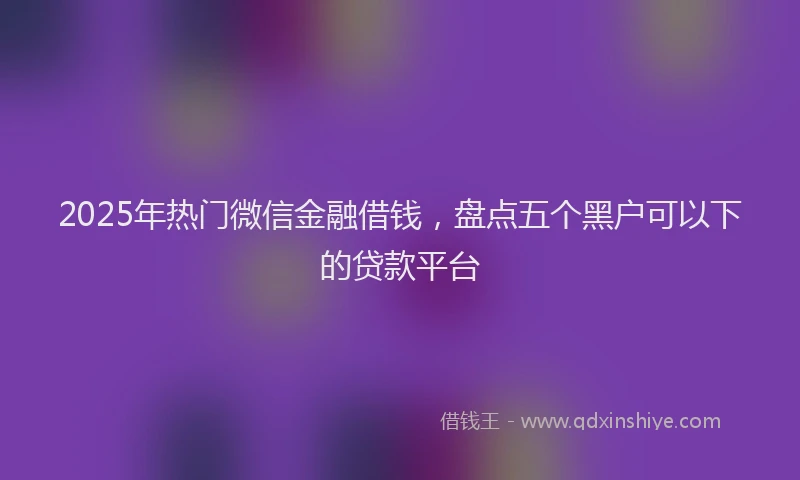2025年热门微信金融借钱，盘点五个黑户可以下的贷款平台