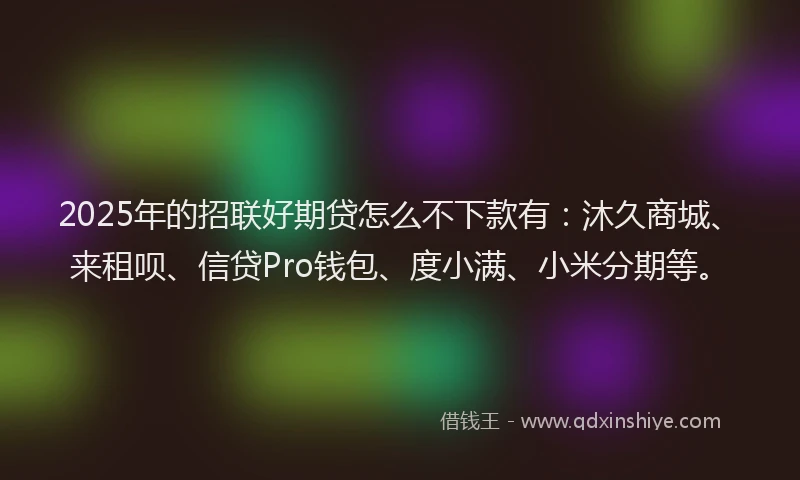 2025年的招联好期贷怎么不下款有：沐久商城、来租呗、信贷Pro钱包、度小满、小米分期等。