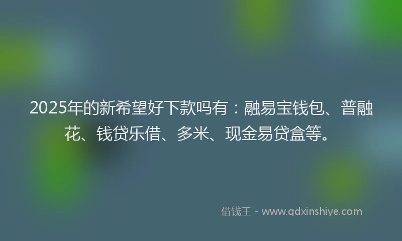 2025年的新希望好下款吗有：融易宝钱包、普融花、钱贷乐借、多米、现金易贷盒等。