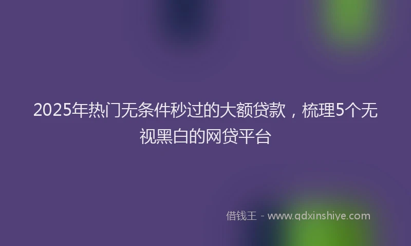 2025年热门无条件秒过的大额贷款，梳理5个无视黑白的网贷平台