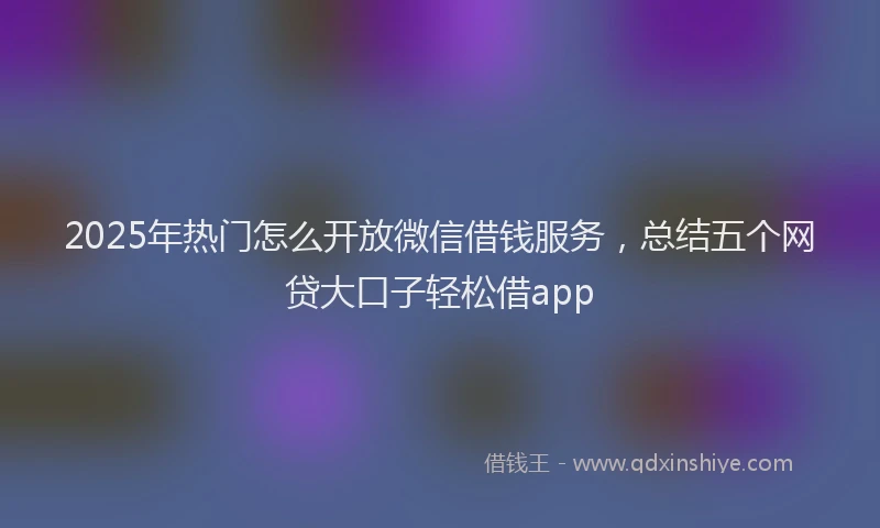 2025年热门怎么开放微信借钱服务，总结五个网贷大口子轻松借app
