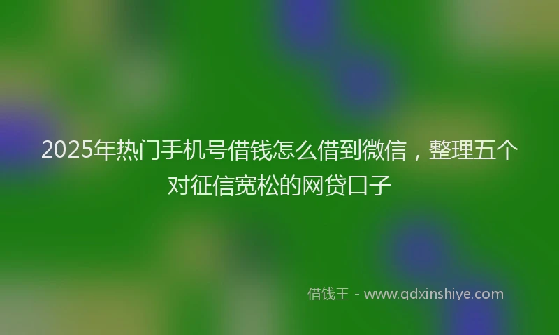 2025年热门手机号借钱怎么借到微信，整理五个对征信宽松的网贷口子