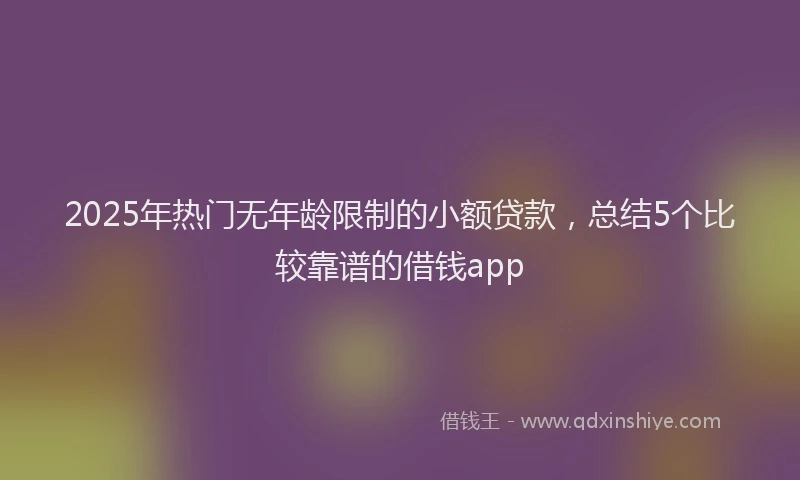 2025年热门无年龄限制的小额贷款，总结5个比较靠谱的借钱app