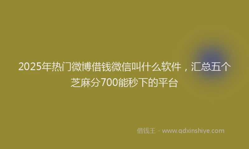 2025年热门微博借钱微信叫什么软件，汇总五个芝麻分700能秒下的平台