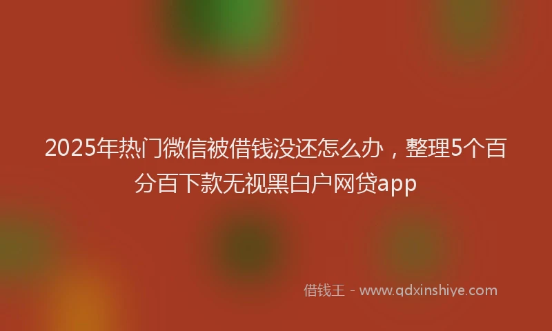 2025年热门微信被借钱没还怎么办，整理5个百分百下款无视黑白户网贷app