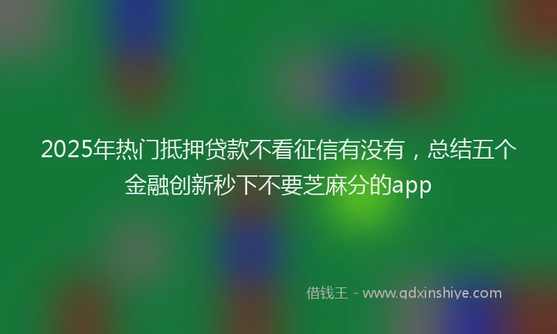 2025年热门抵押贷款不看征信有没有，总结五个金融创新秒下不要芝麻分的app