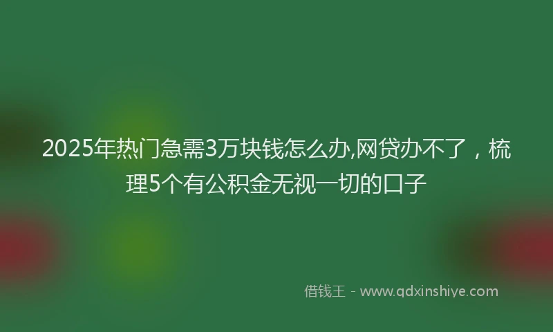 2025年热门急需3万块钱怎么办,网贷办不了，梳理5个有公积金无视一切的口子