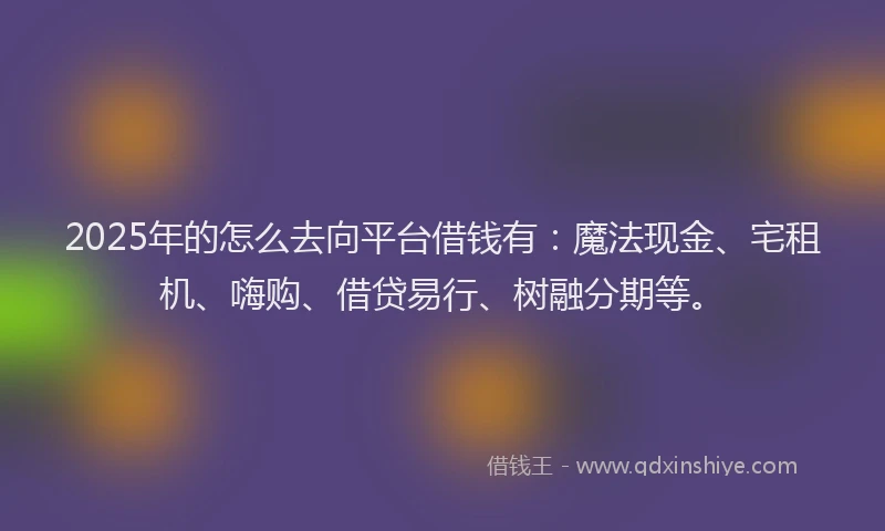 2025年的怎么去向平台借钱有：魔法现金、宅租机、嗨购、借贷易行、树融分期等。