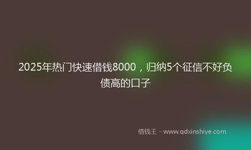 2025年热门快速借钱8000，归纳5个征信不好负债高的口子