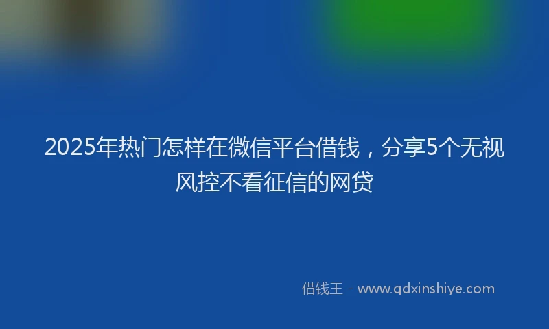 2025年热门怎样在微信平台借钱，分享5个无视风控不看征信的网贷