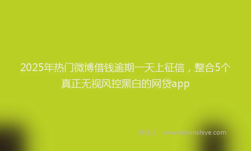 2025年热门微博借钱逾期一天上征信，整合5个真正无视风控黑白的网贷app