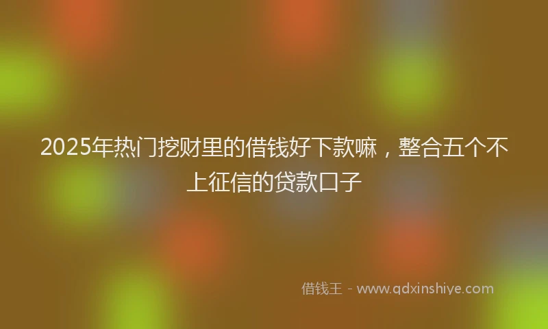 2025年热门挖财里的借钱好下款嘛，整合五个不上征信的贷款口子