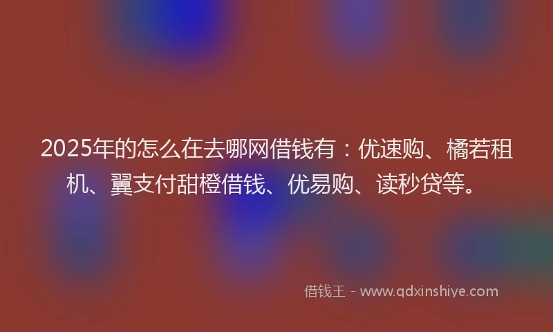 2025年的怎么在去哪网借钱有：优速购、橘若租机、翼支付甜橙借钱、优易购、读秒贷等。