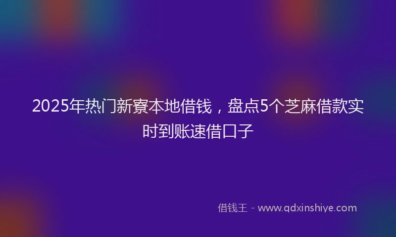 2025年热门新寮本地借钱，盘点5个芝麻借款实时到账速借口子