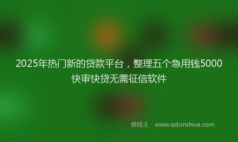 2025年热门新的贷款平台，整理五个急用钱5000快审快贷无需征信软件