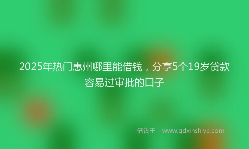 2025年热门惠州哪里能借钱，分享5个19岁贷款容易过审批的口子