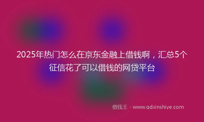 2025年热门怎么在京东金融上借钱啊，汇总5个征信花了可以借钱的网贷平台