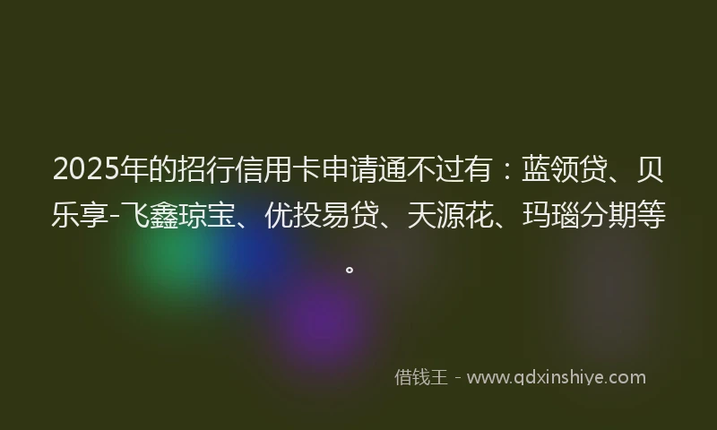 2025年的招行信用卡申请通不过有：蓝领贷、贝乐享-飞鑫琼宝、优投易贷、天源花、玛瑙分期等。