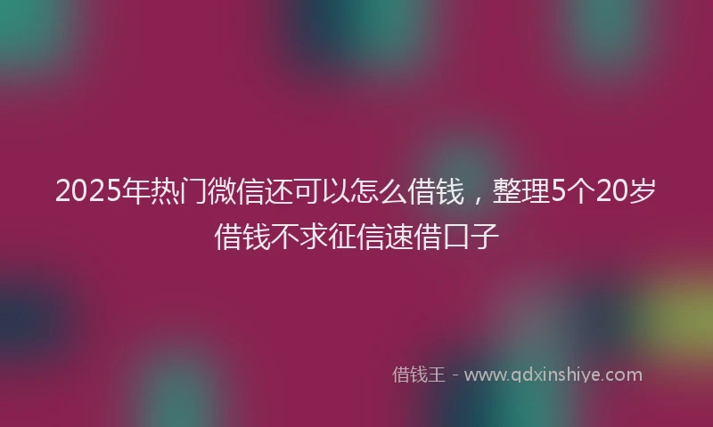 2025年热门微信还可以怎么借钱，整理5个20岁借钱不求征信速借口子