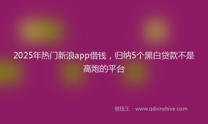 2025年热门新浪app借钱，归纳5个黑白贷款不是高炮的平台