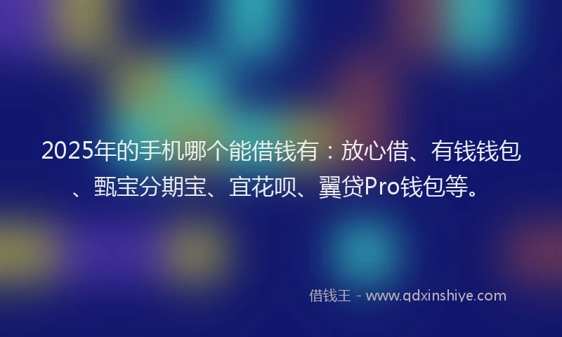 2025年的手机哪个能借钱有：放心借、有钱钱包、甄宝分期宝、宜花呗、翼贷Pro钱包等。