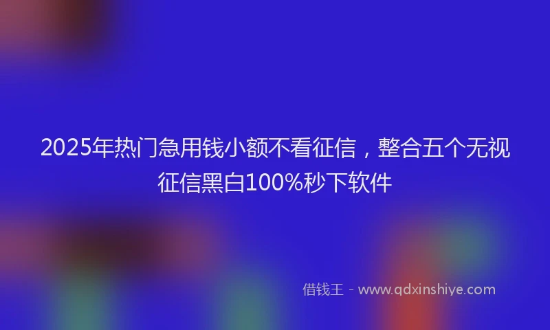 2025年热门急用钱小额不看征信，整合五个无视征信黑白100%秒下软件