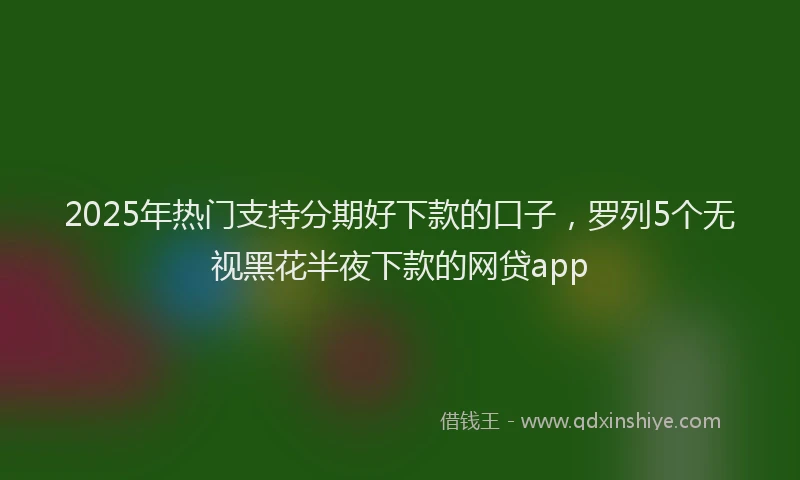 2025年热门支持分期好下款的口子，罗列5个无视黑花半夜下款的网贷app