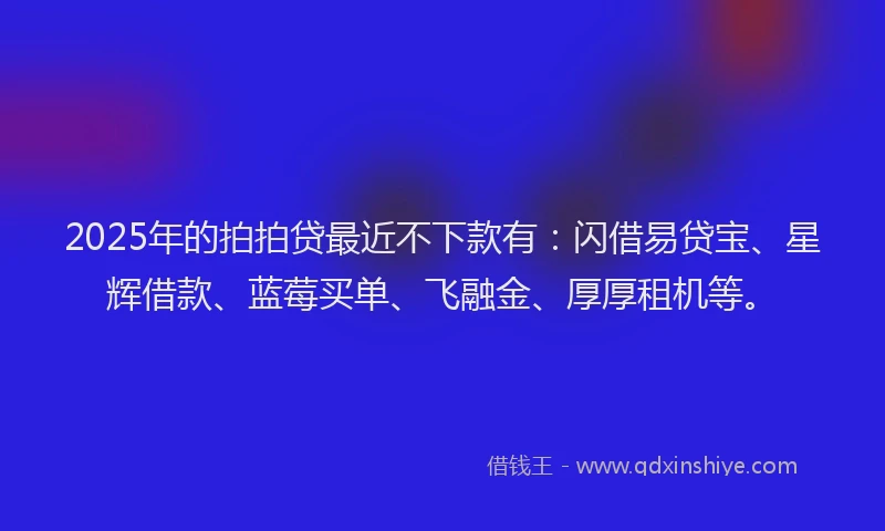 2025年的拍拍贷最近不下款有：闪借易贷宝、星辉借款、蓝莓买单、飞融金、厚厚租机等。