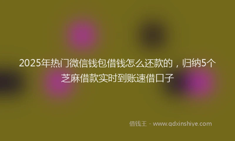 2025年热门微信钱包借钱怎么还款的，归纳5个芝麻借款实时到账速借口子