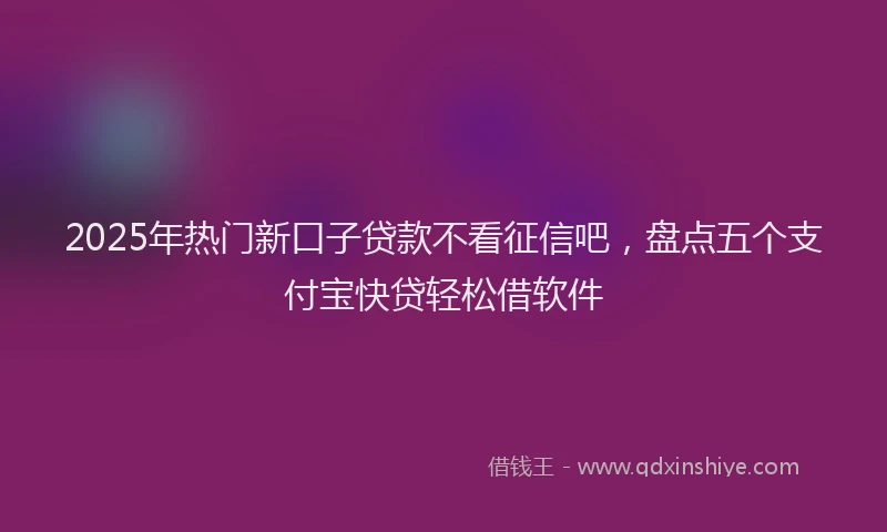 2025年热门新口子贷款不看征信吧，盘点五个支付宝快贷轻松借软件