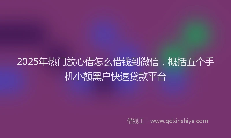 2025年热门放心借怎么借钱到微信，概括五个手机小额黑户快速贷款平台