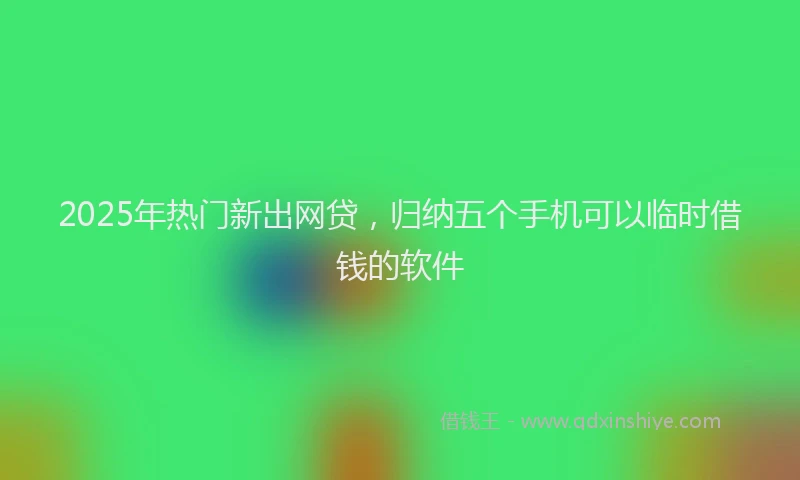 2025年热门新出网贷，归纳五个手机可以临时借钱的软件