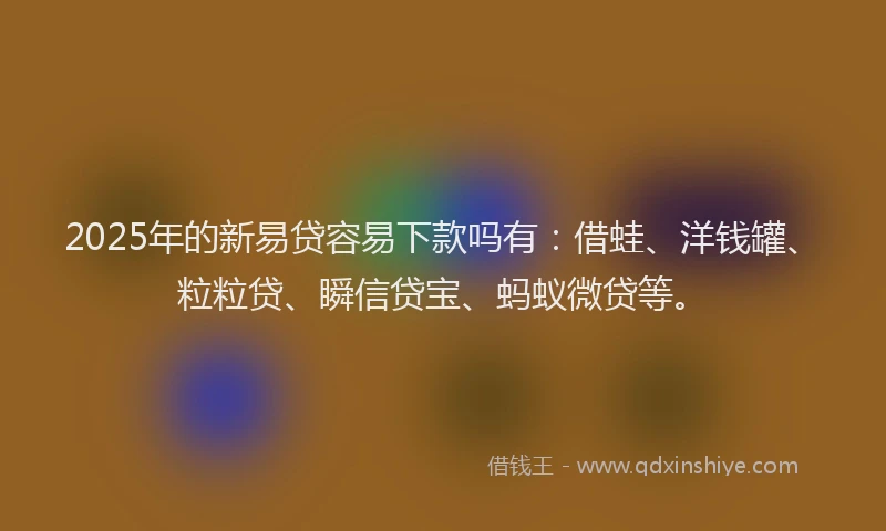 2025年的新易贷容易下款吗有：借蛙、洋钱罐、粒粒贷、瞬信贷宝、蚂蚁微贷等。