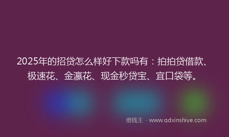 2025年的招贷怎么样好下款吗有：拍拍贷借款、极速花、金瀛花、现金秒贷宝、宜口袋等。