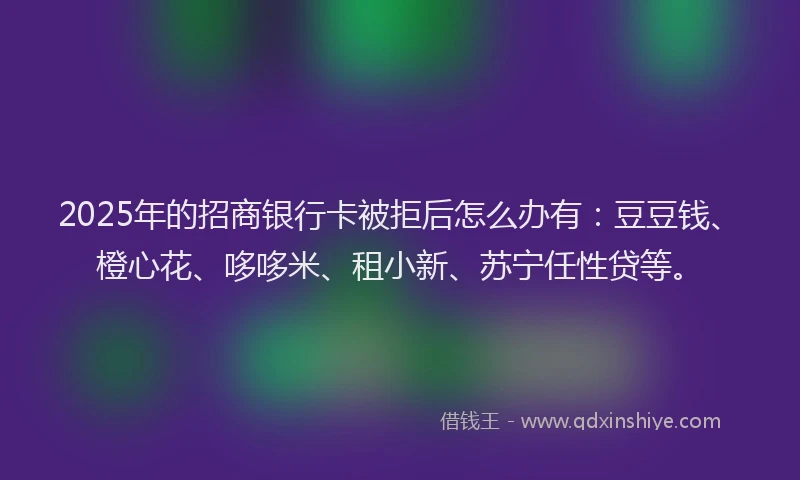 2025年的招商银行卡被拒后怎么办有：豆豆钱、橙心花、哆哆米、租小新、苏宁任性贷等。