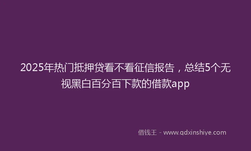 2025年热门抵押贷看不看征信报告，总结5个无视黑白百分百下款的借款app