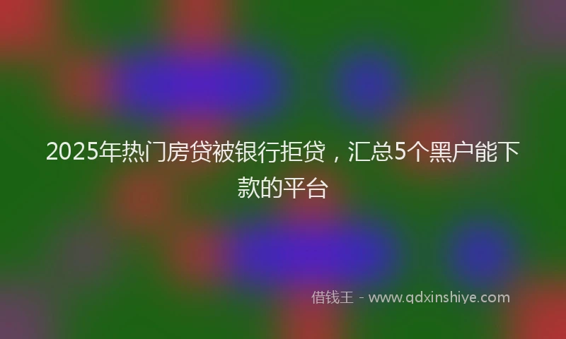 2025年热门房贷被银行拒贷，汇总5个黑户能下款的平台