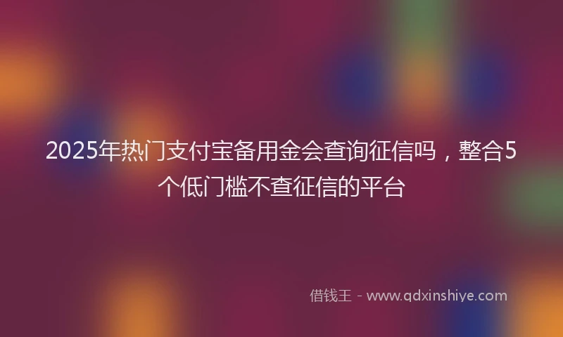 2025年热门支付宝备用金会查询征信吗，整合5个低门槛不查征信的平台