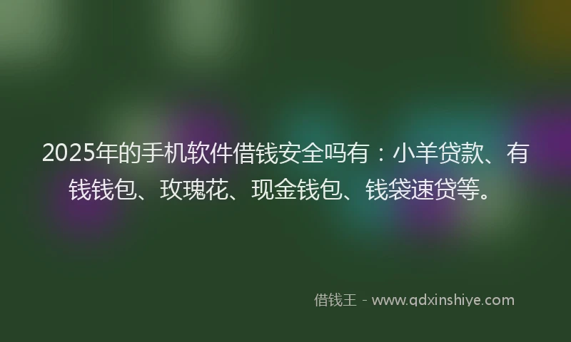 2025年的手机软件借钱安全吗有：小羊贷款、有钱钱包、玫瑰花、现金钱包、钱袋速贷等。