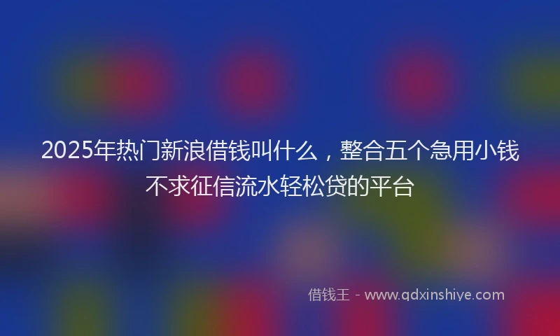 2025年热门新浪借钱叫什么，整合五个急用小钱不求征信流水轻松贷的平台