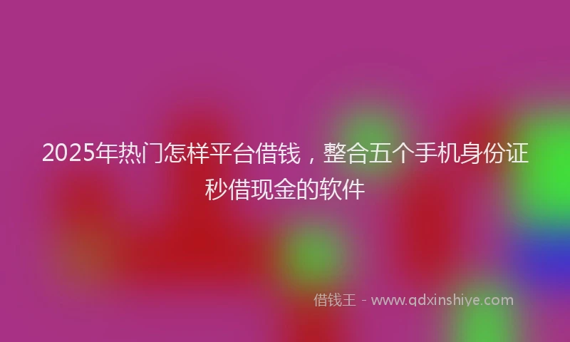 2025年热门怎样平台借钱，整合五个手机身份证秒借现金的软件