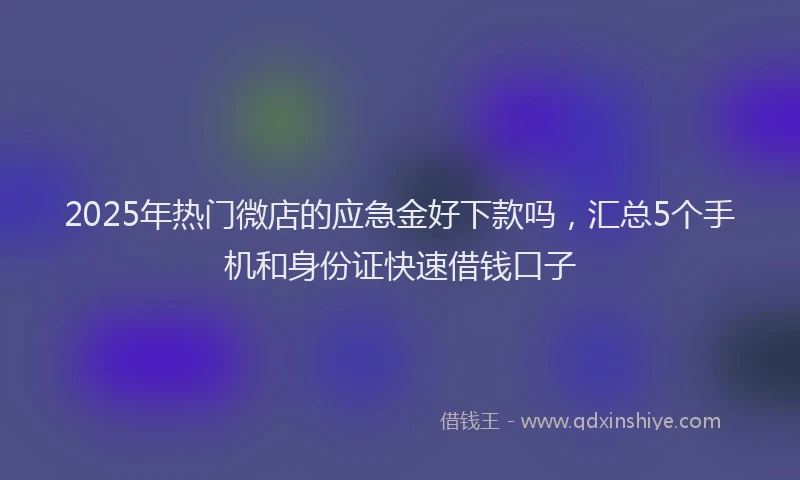 2025年热门微店的应急金好下款吗，汇总5个手机和身份证快速借钱口子