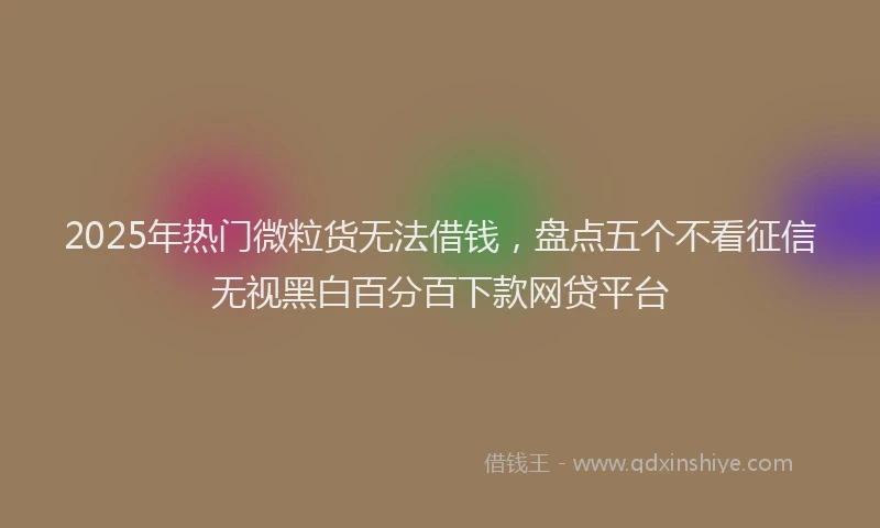 2025年热门微粒货无法借钱，盘点五个不看征信无视黑白百分百下款网贷平台