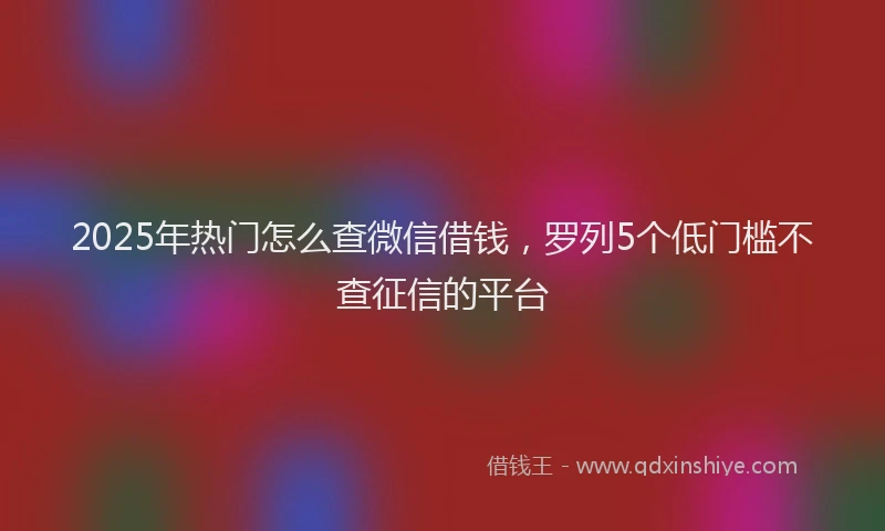 2025年热门怎么查微信借钱，罗列5个低门槛不查征信的平台