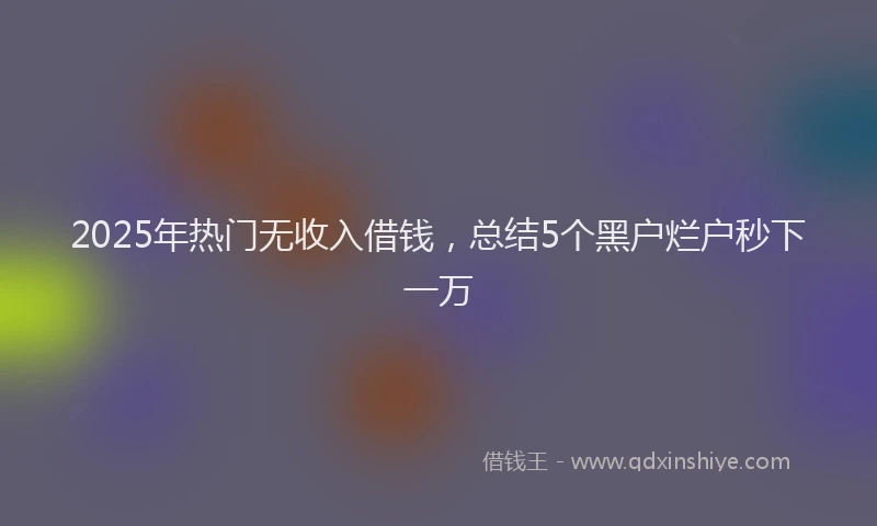 2025年热门无收入借钱，总结5个黑户烂户秒下一万