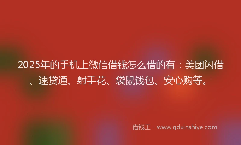 2025年的手机上微信借钱怎么借的有：美团闪借、速贷通、射手花、袋鼠钱包、安心购等。